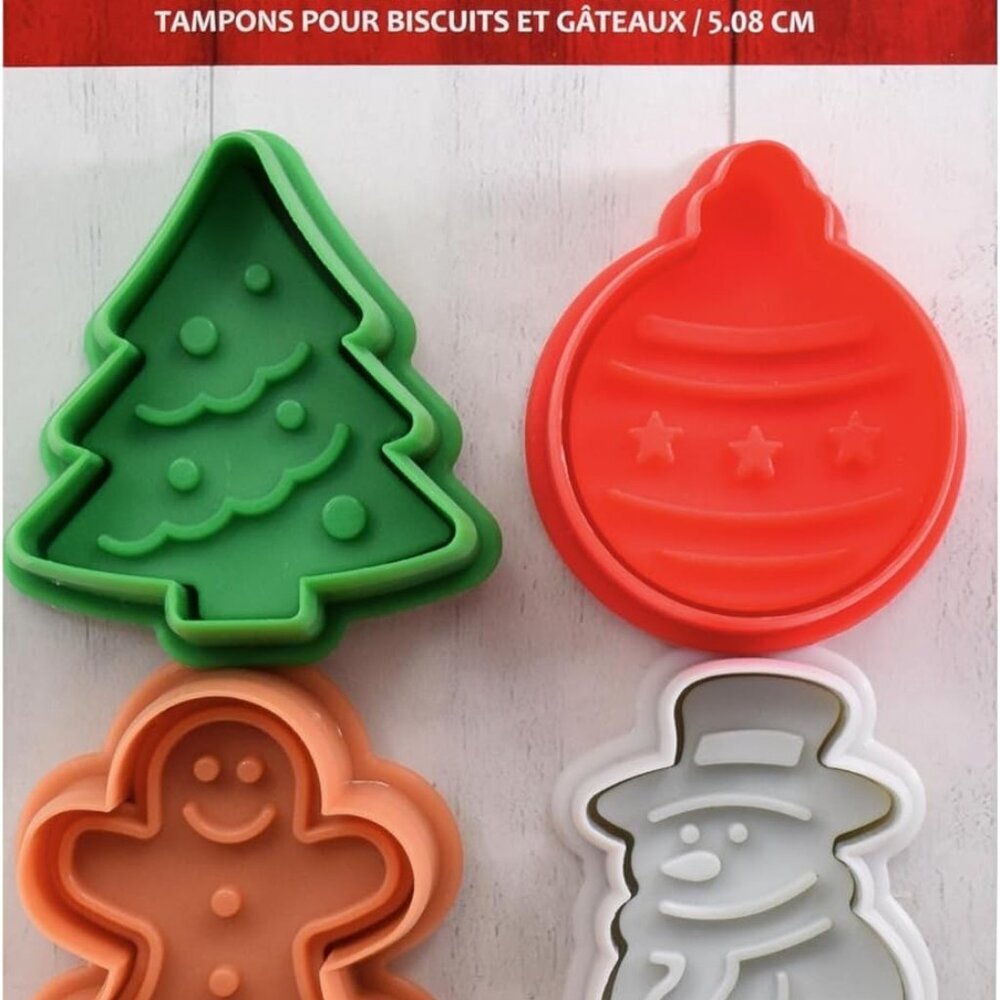Christmas Pastry & Cookie Cutter set of 4. Assorted Designs and Colors, Christma